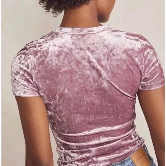 Free People Intimately Velvet Baby Tee Womens XS Pink Crew Neck Short Sleeve Top - Picture 2 of 10